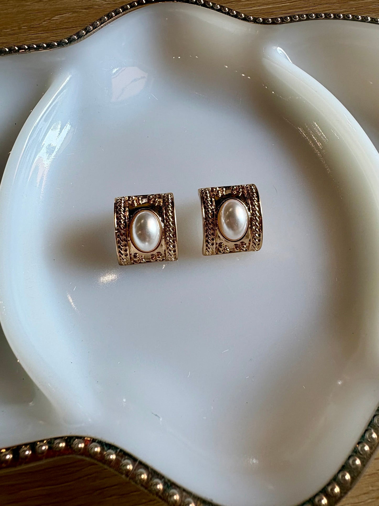 Pearl Half Hoop Earrings