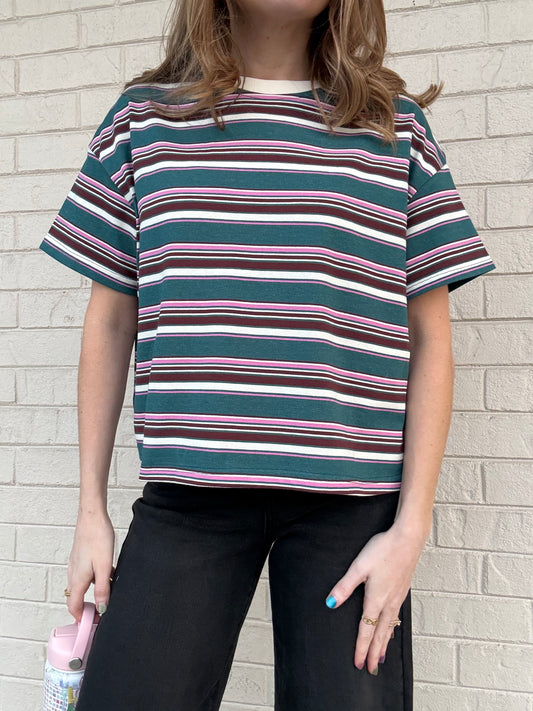 Margot Teal Striped Tee