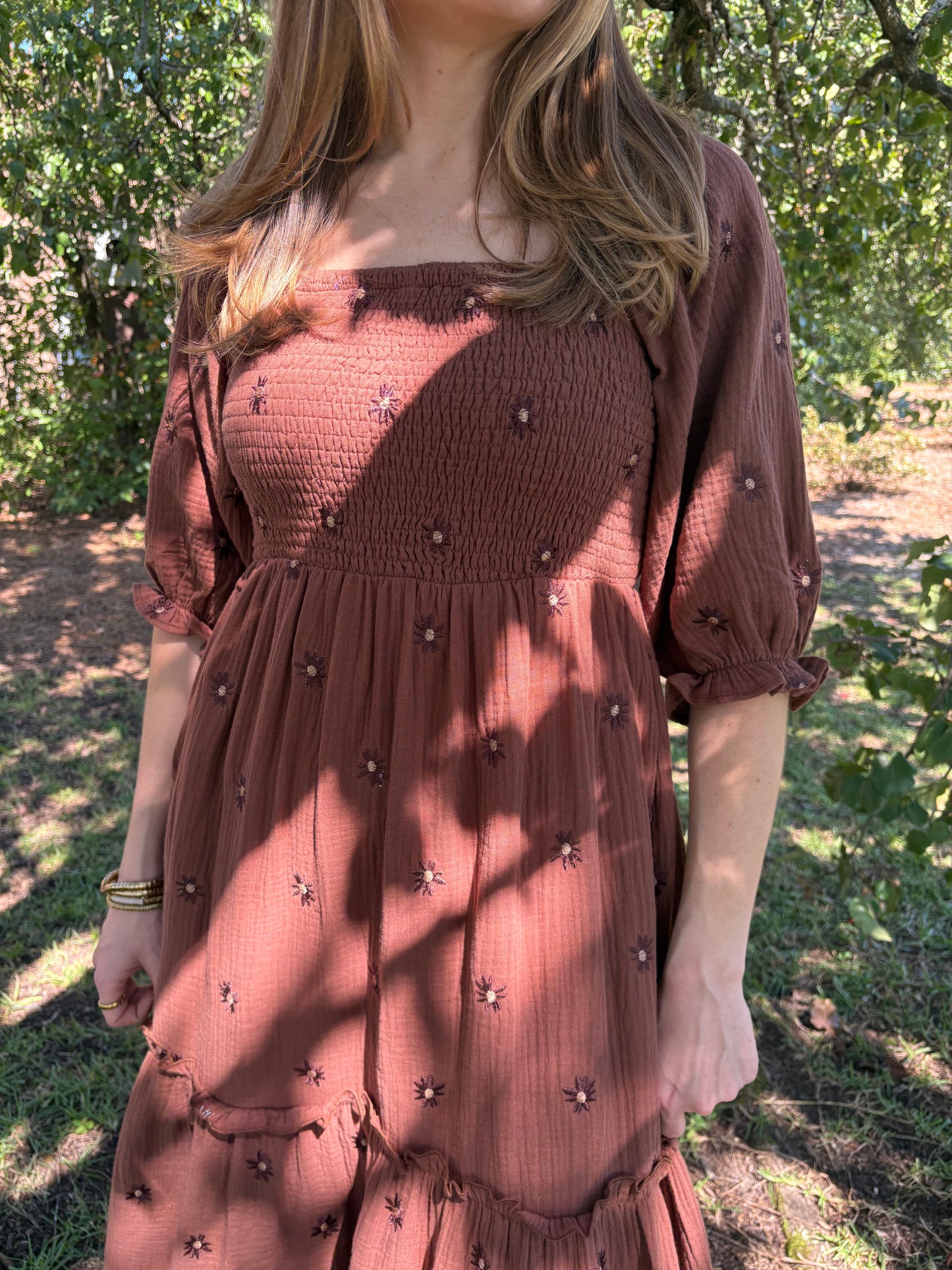 Bailey Chocolate Embroidered Maxi Dress