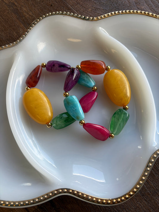 Multicolor Marble Resin beaded Bracelet