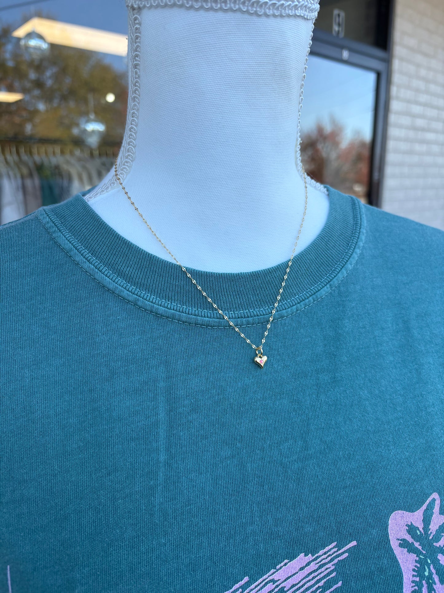 Opal Dainty Heart Necklace Blue or Pink Opal