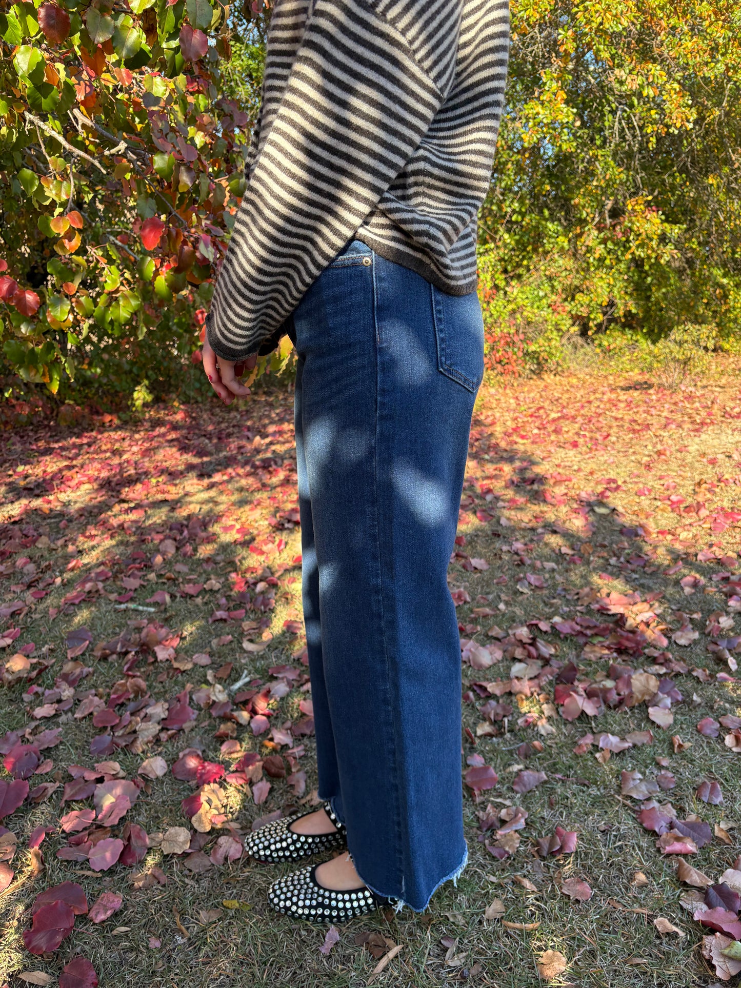 Slim Wide Leg Dark Wash Denim