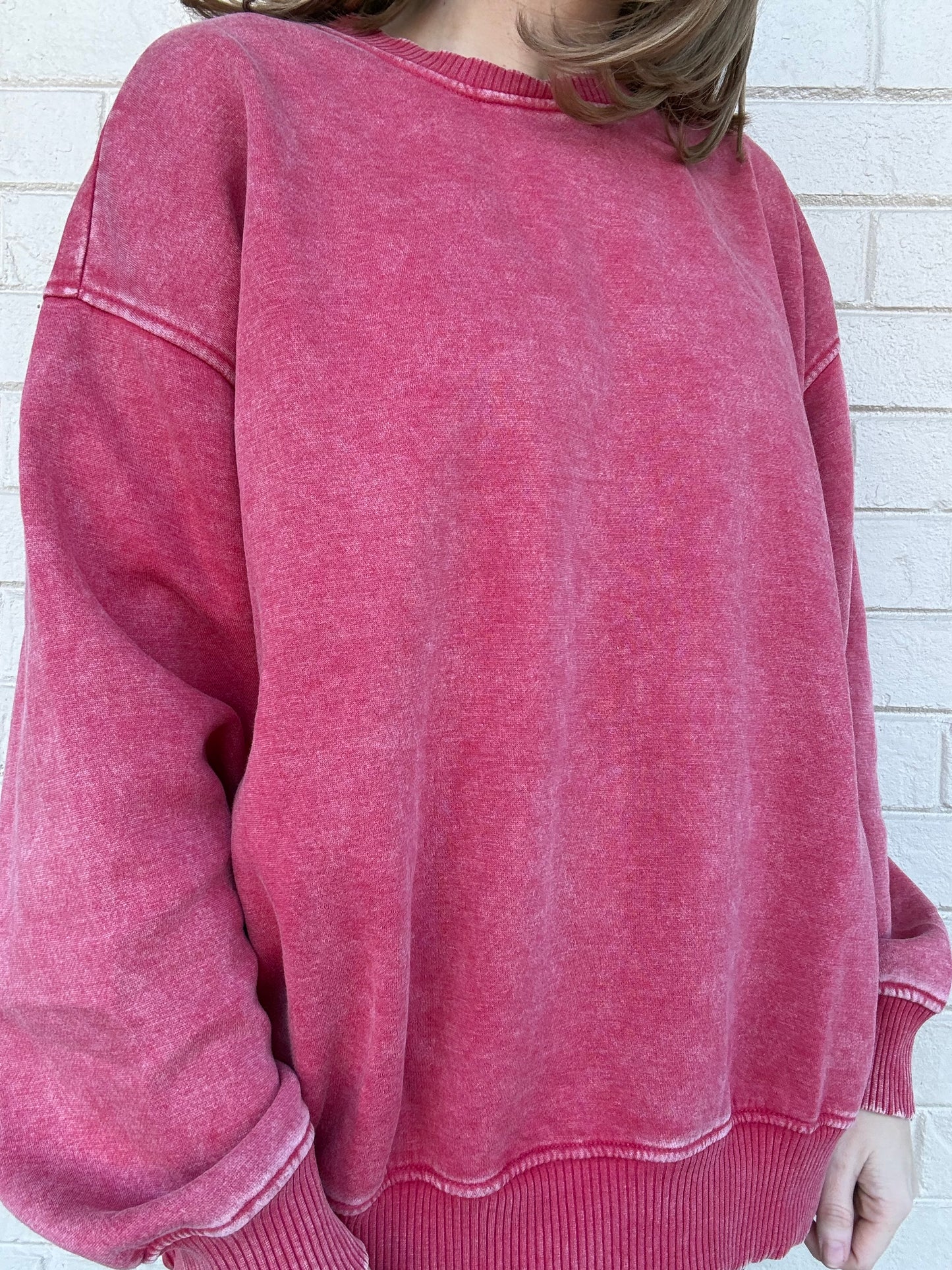 Nina Red Washed Pullover