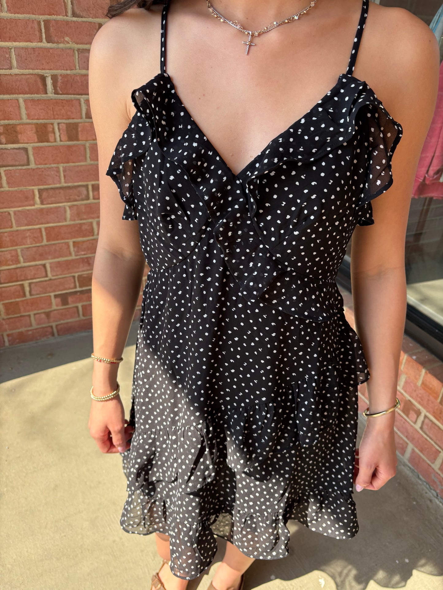 Lottie Black Polkadot Mini Dress