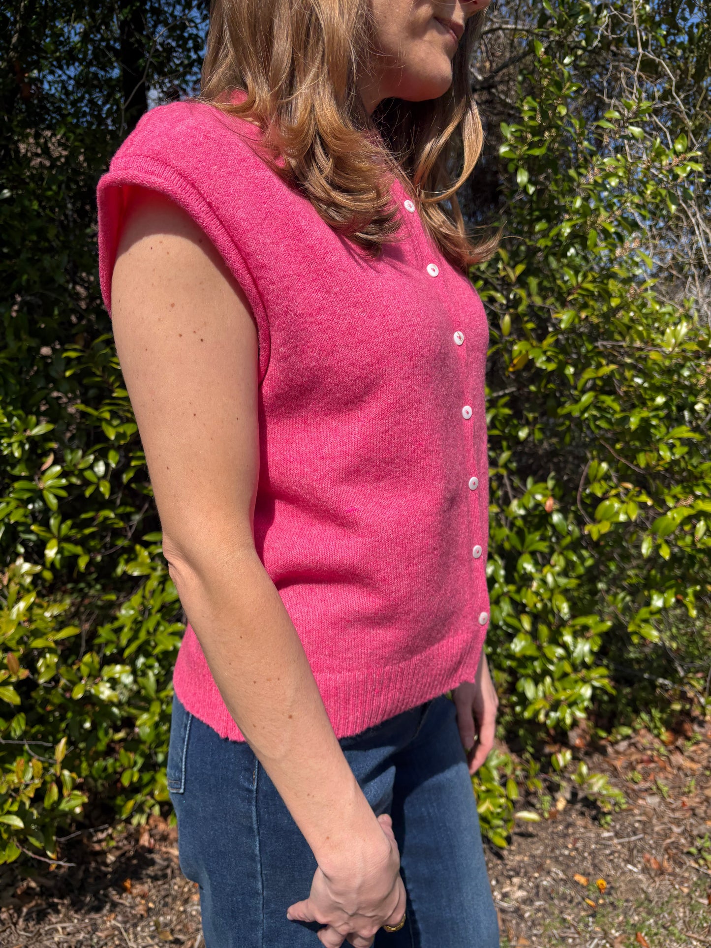 Pink Piper Vest Cardigan