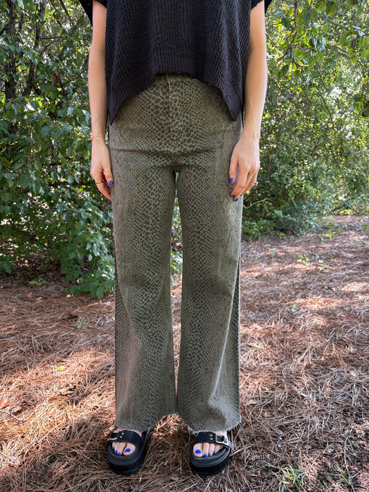 Olive Snake Denim Pants
