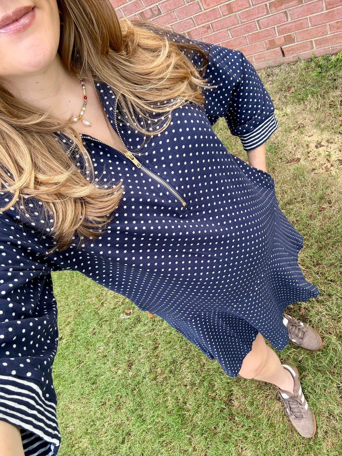 Going Places Navy Polka Dot Dress