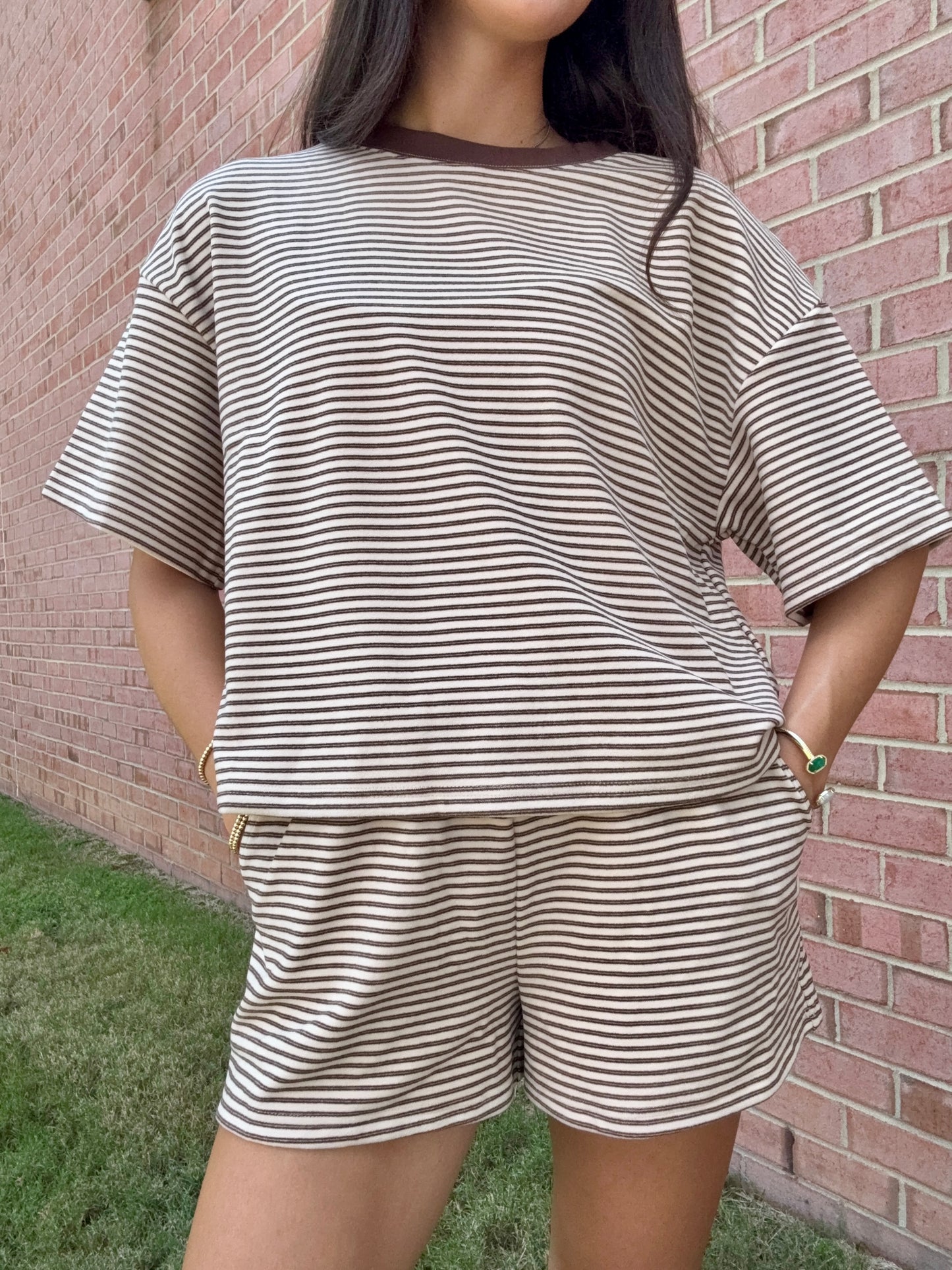 Buttery Soft Cream Striped Matching Set
