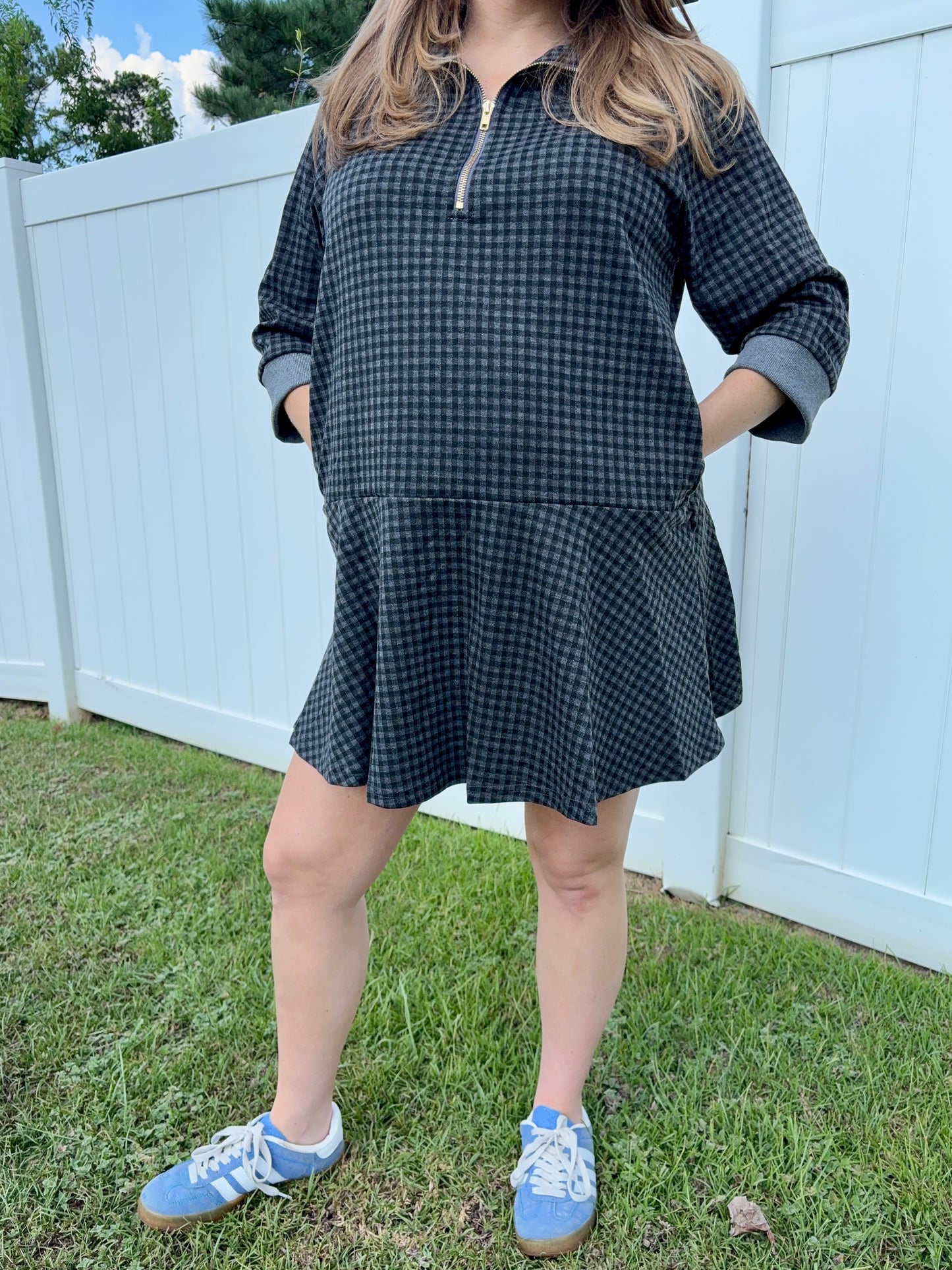 Charcoal Gingham Athletic Dress