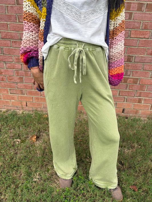 Sage Green Washed Pants