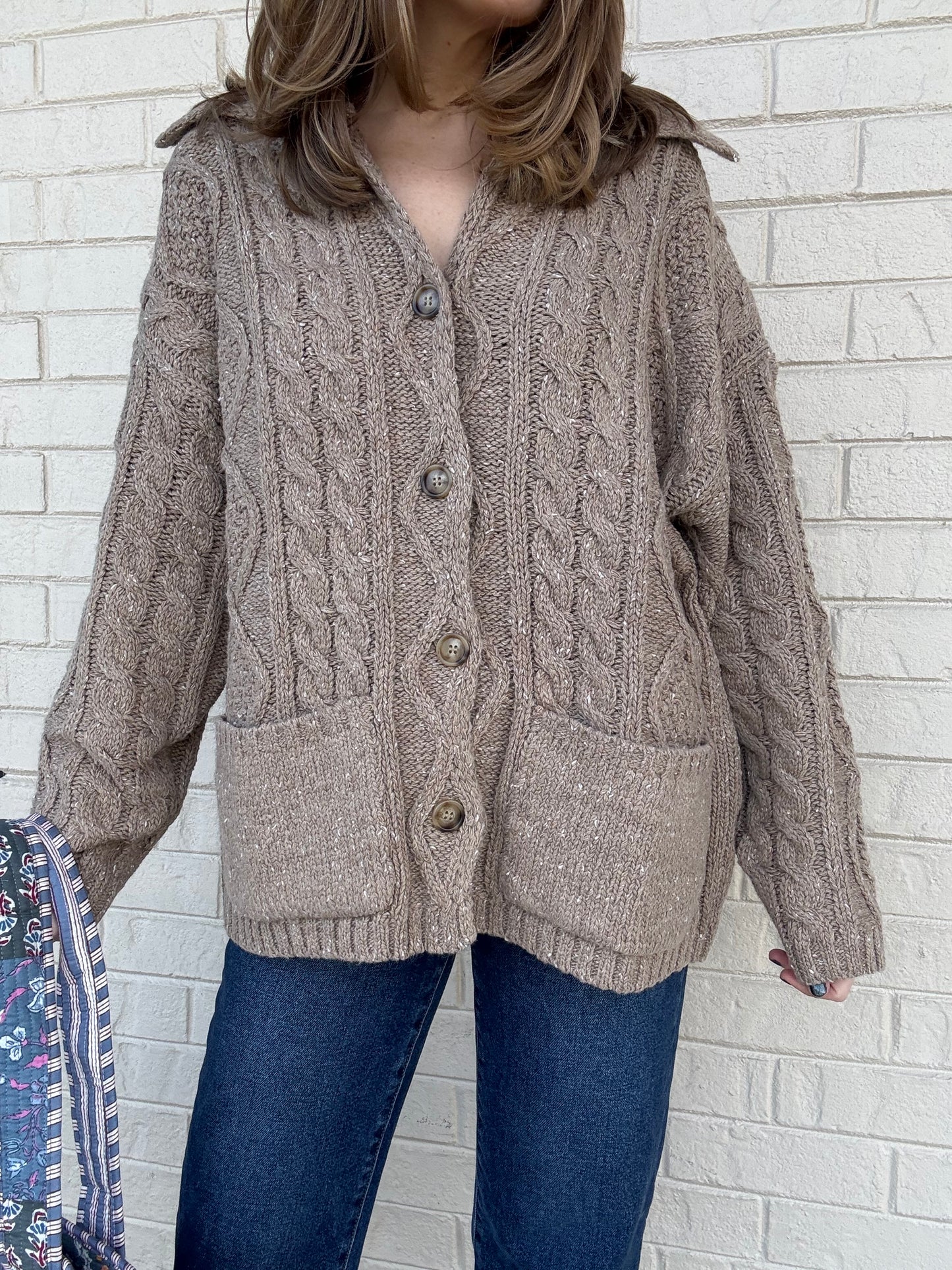 Clara Oversized Taupe Cardigan