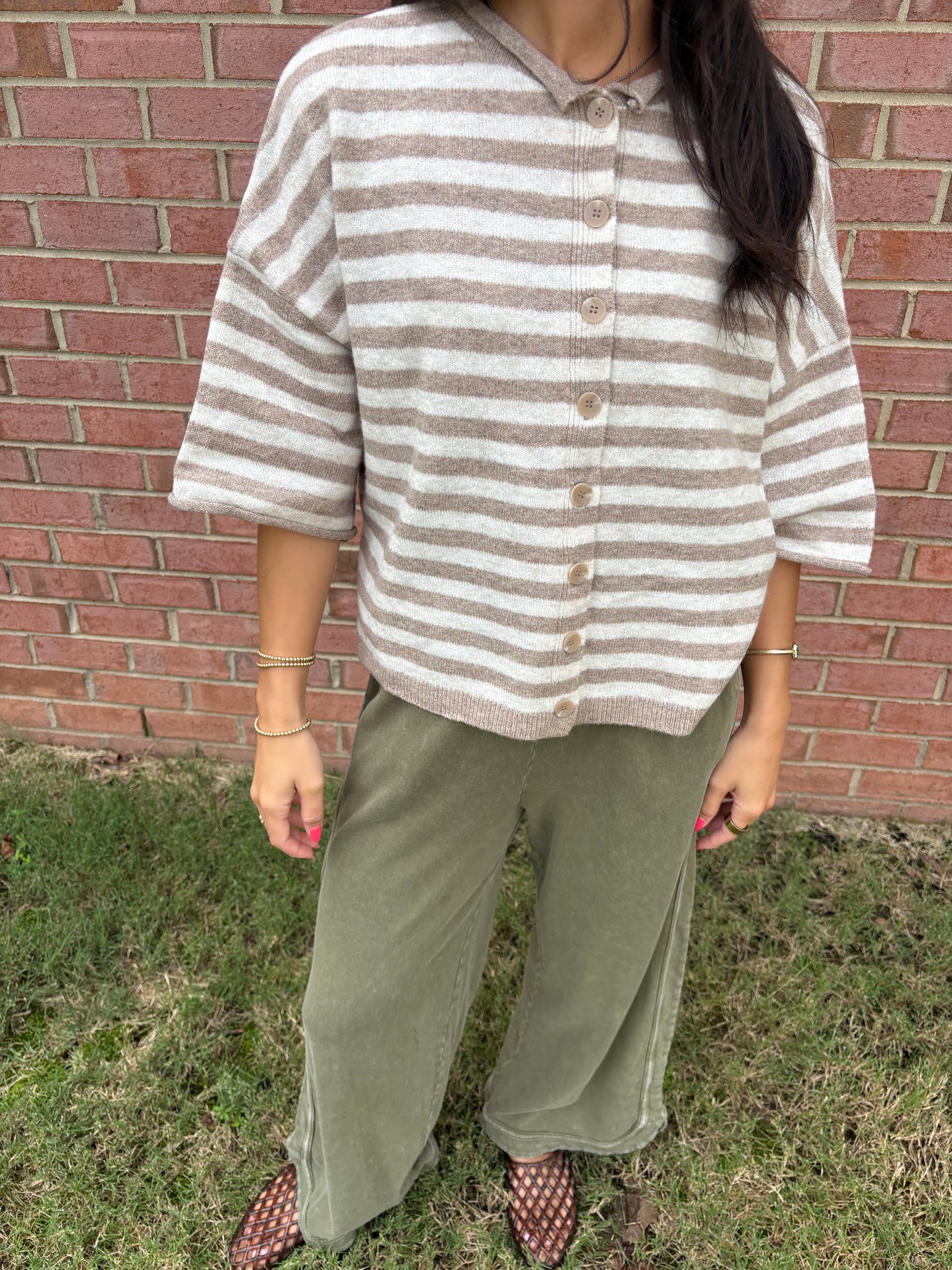 Bonnie Striped Short Sleeve Cardigans