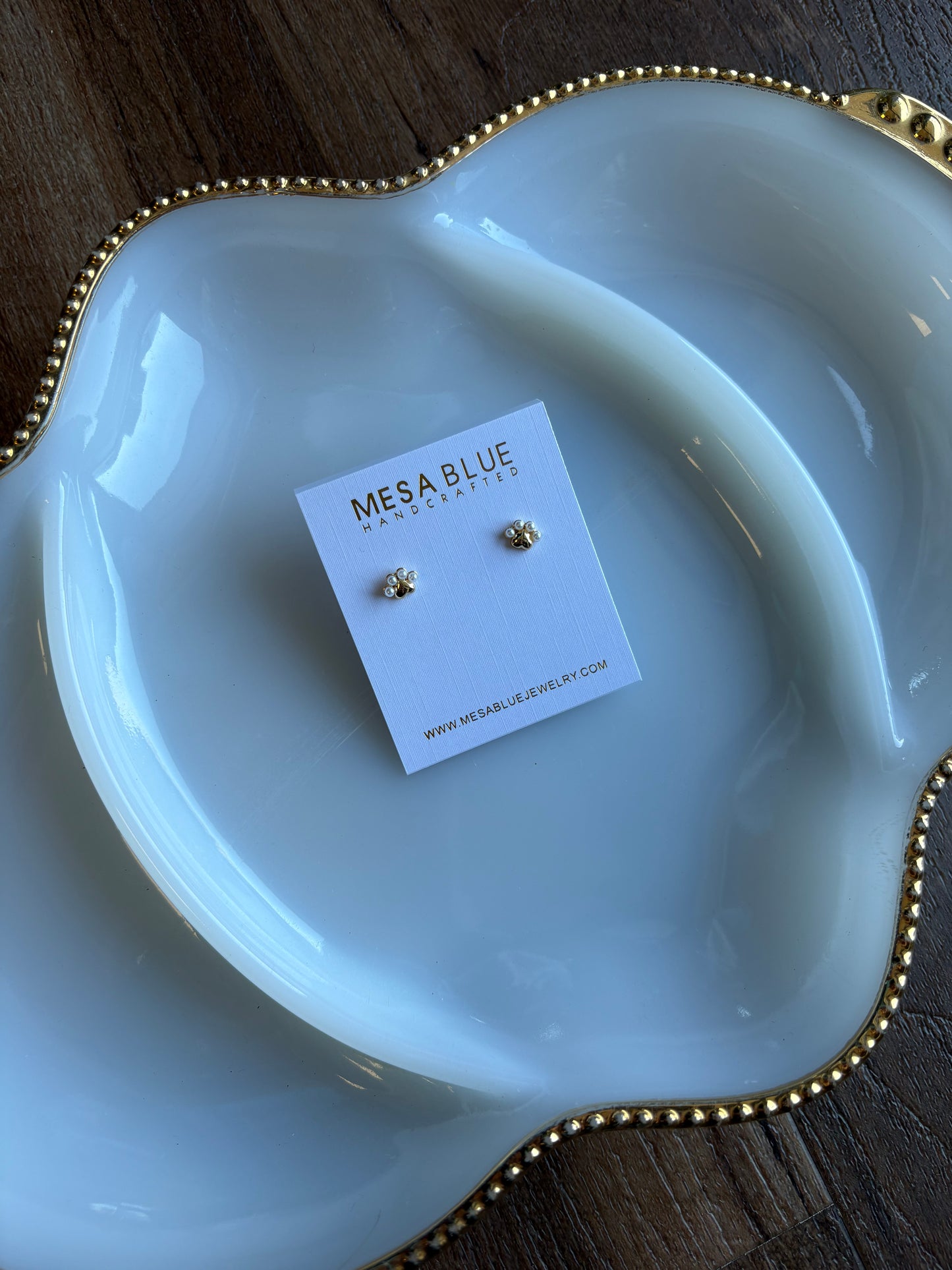 18K Pearl Paw Stud Earrings 