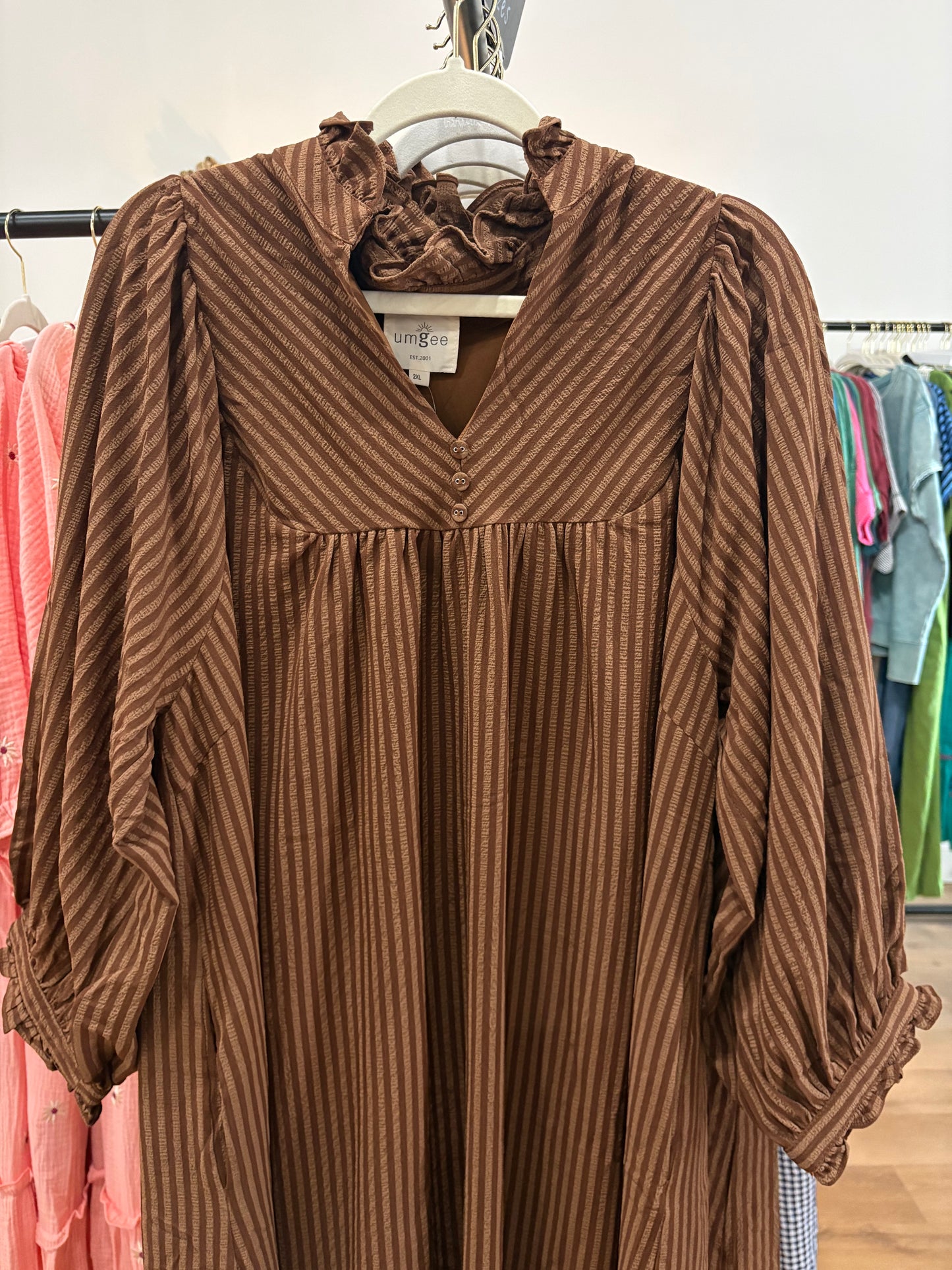 Cappuccino Striped Midi Dress