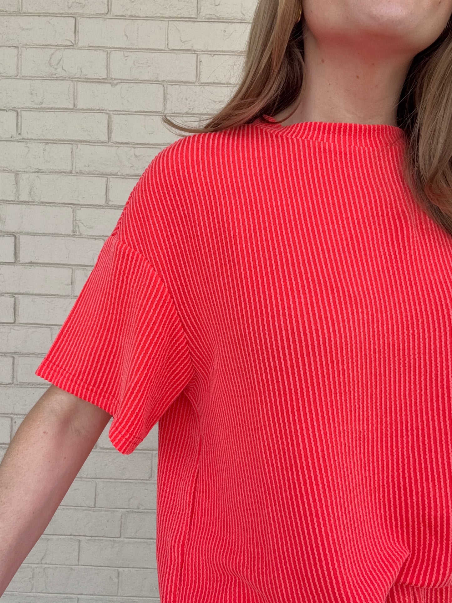 Coral Ribbed Matching Set