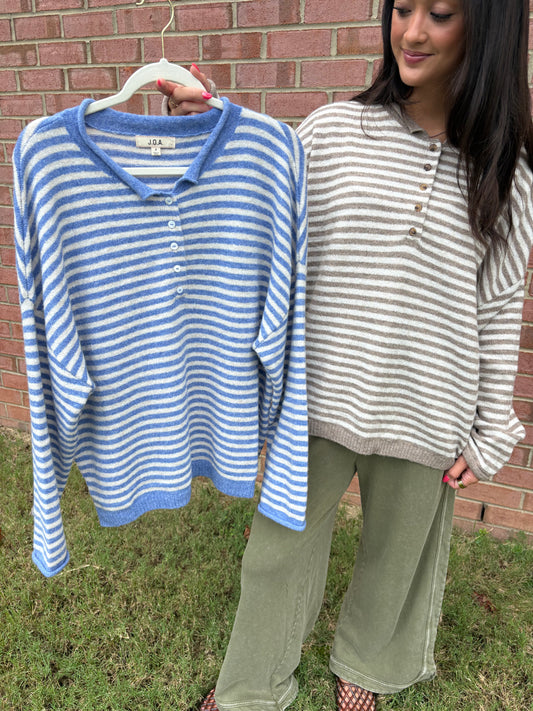 Everyday Henley Striped Cardigans