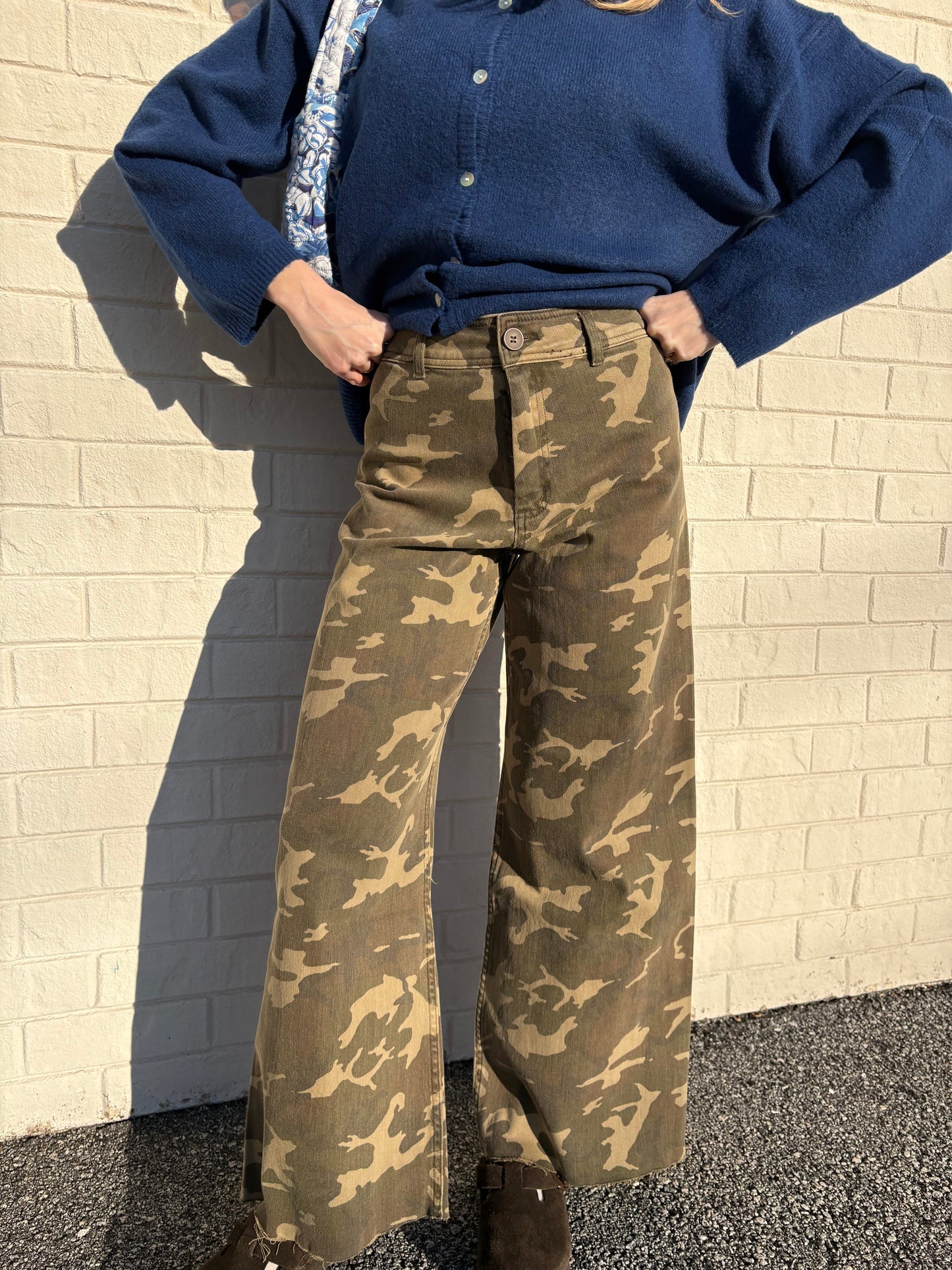 Camouflage Print Denim Pants