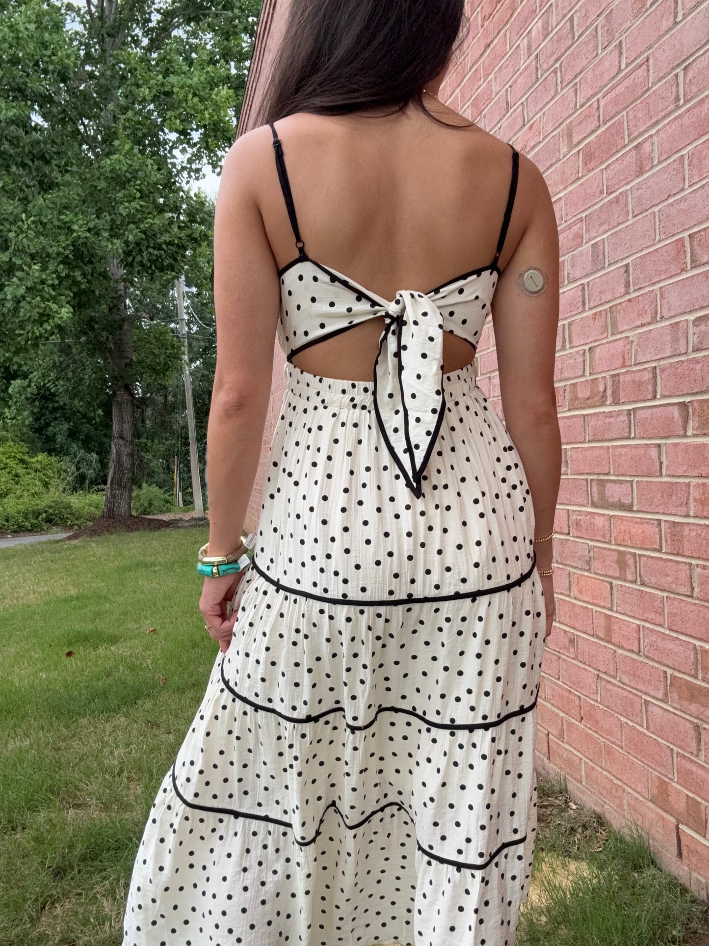 Polka Dot Tie Back Midi Dress