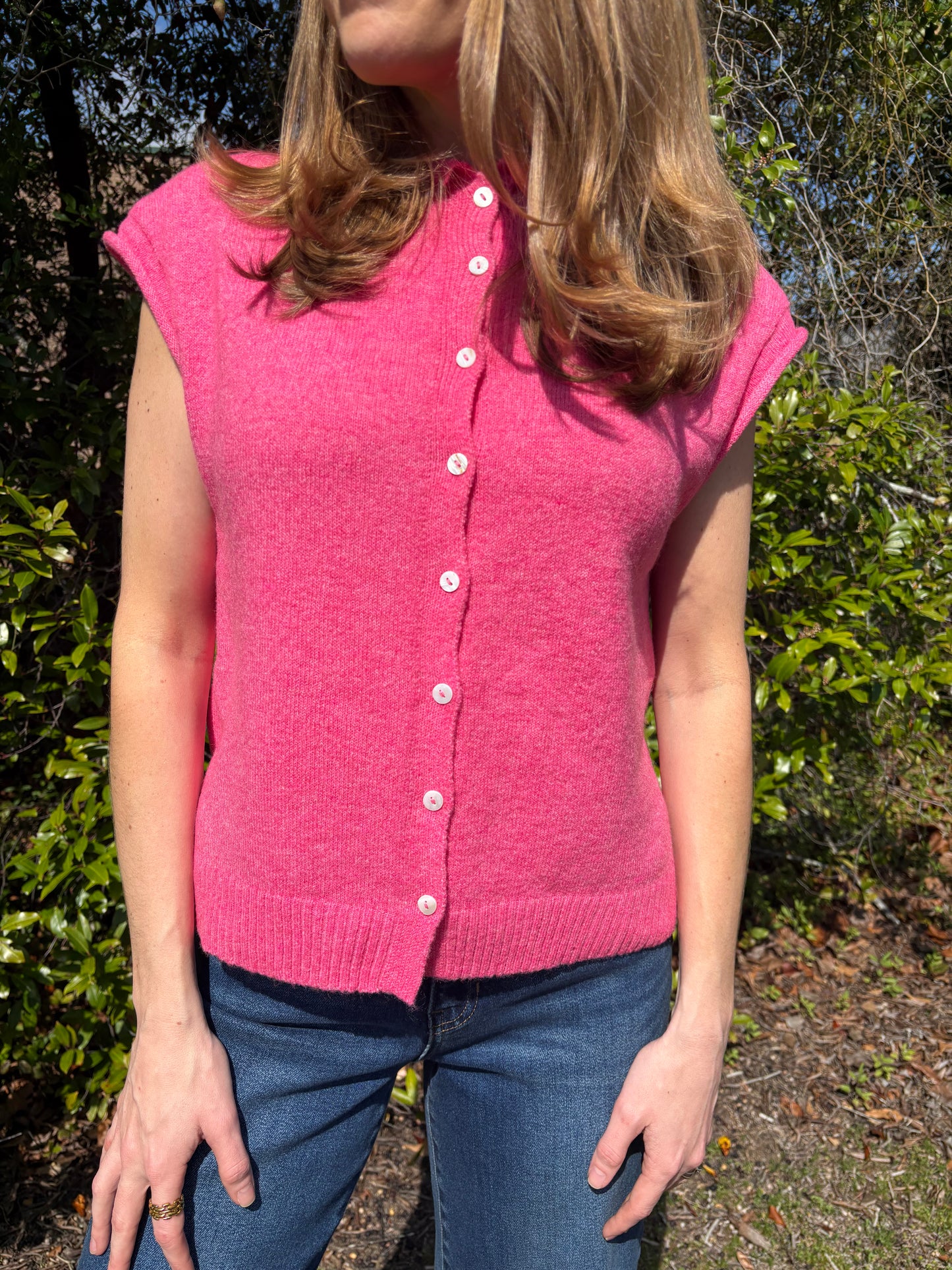 Pink Piper Vest Cardigan