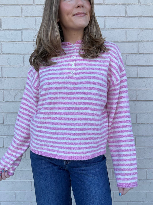 Bubblegum Henley Piper Cardigan