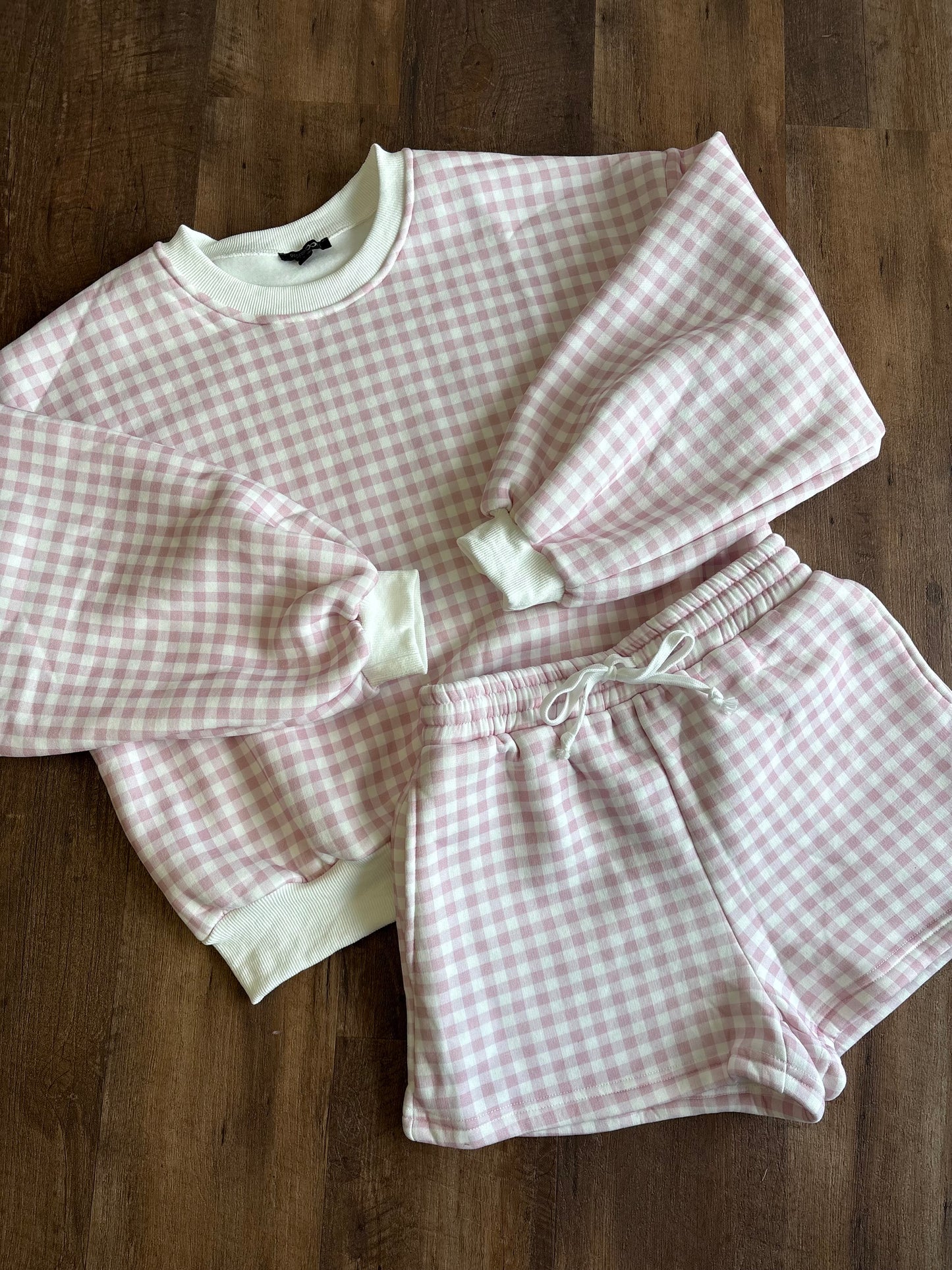 Baby Pink Gingham Shorts Set