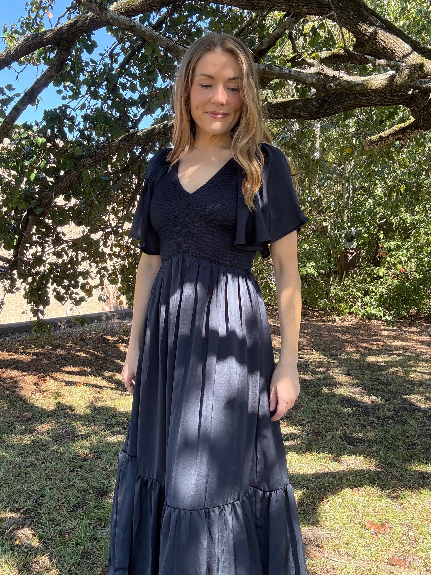 Midnight Satin Maxi Dress