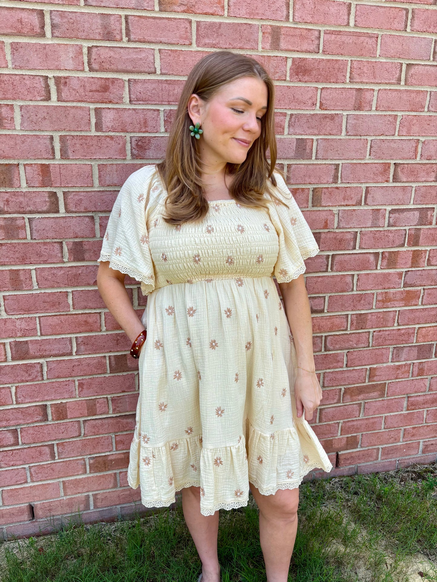 Bailey Cream Embroidered Mini Dress