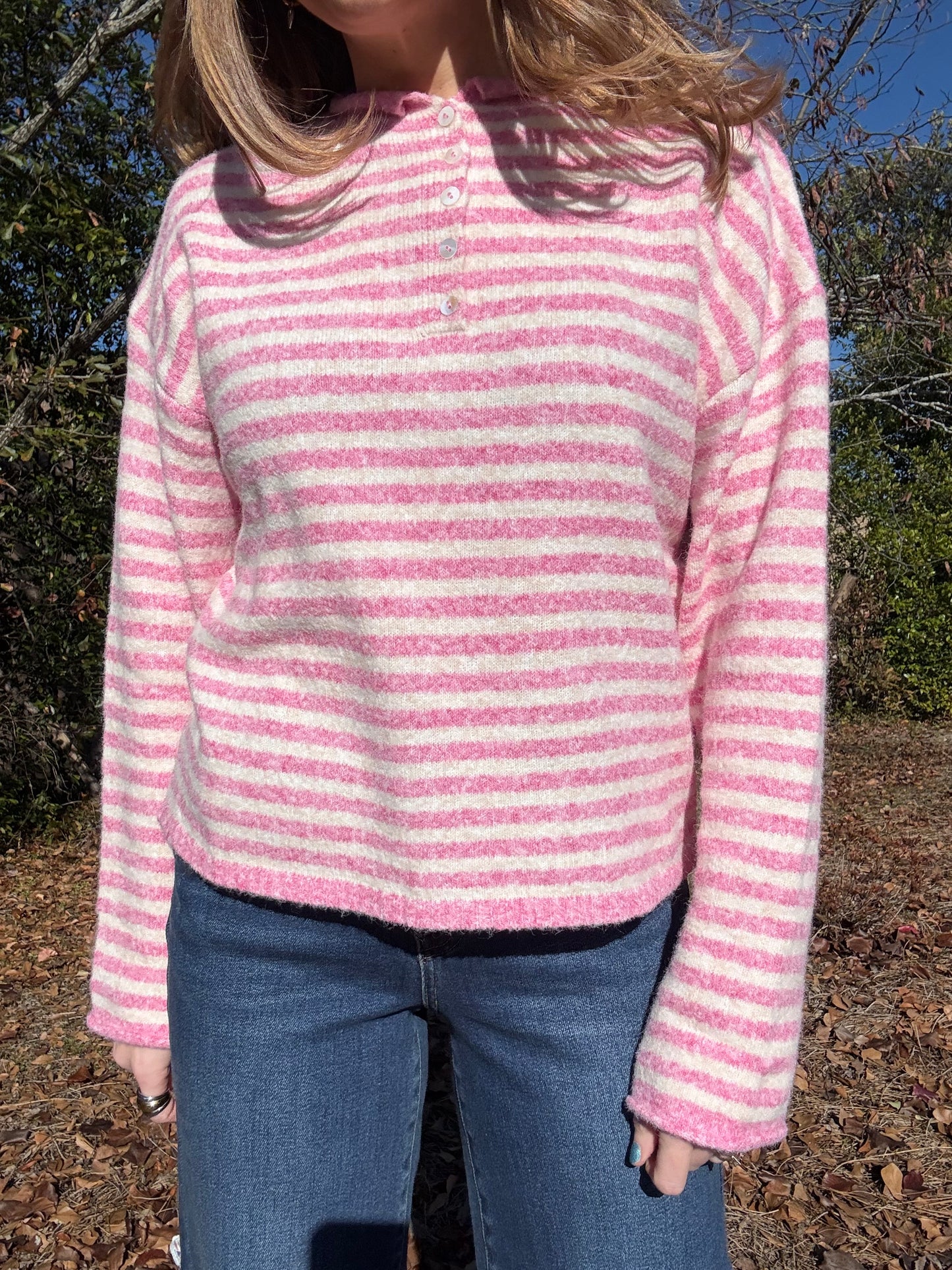 Bubblegum Henley Piper Cardigan