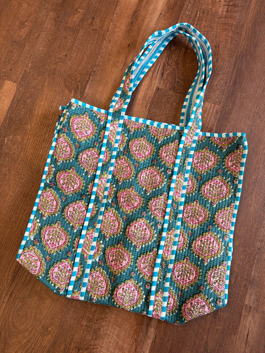 Teal Quilted Tote