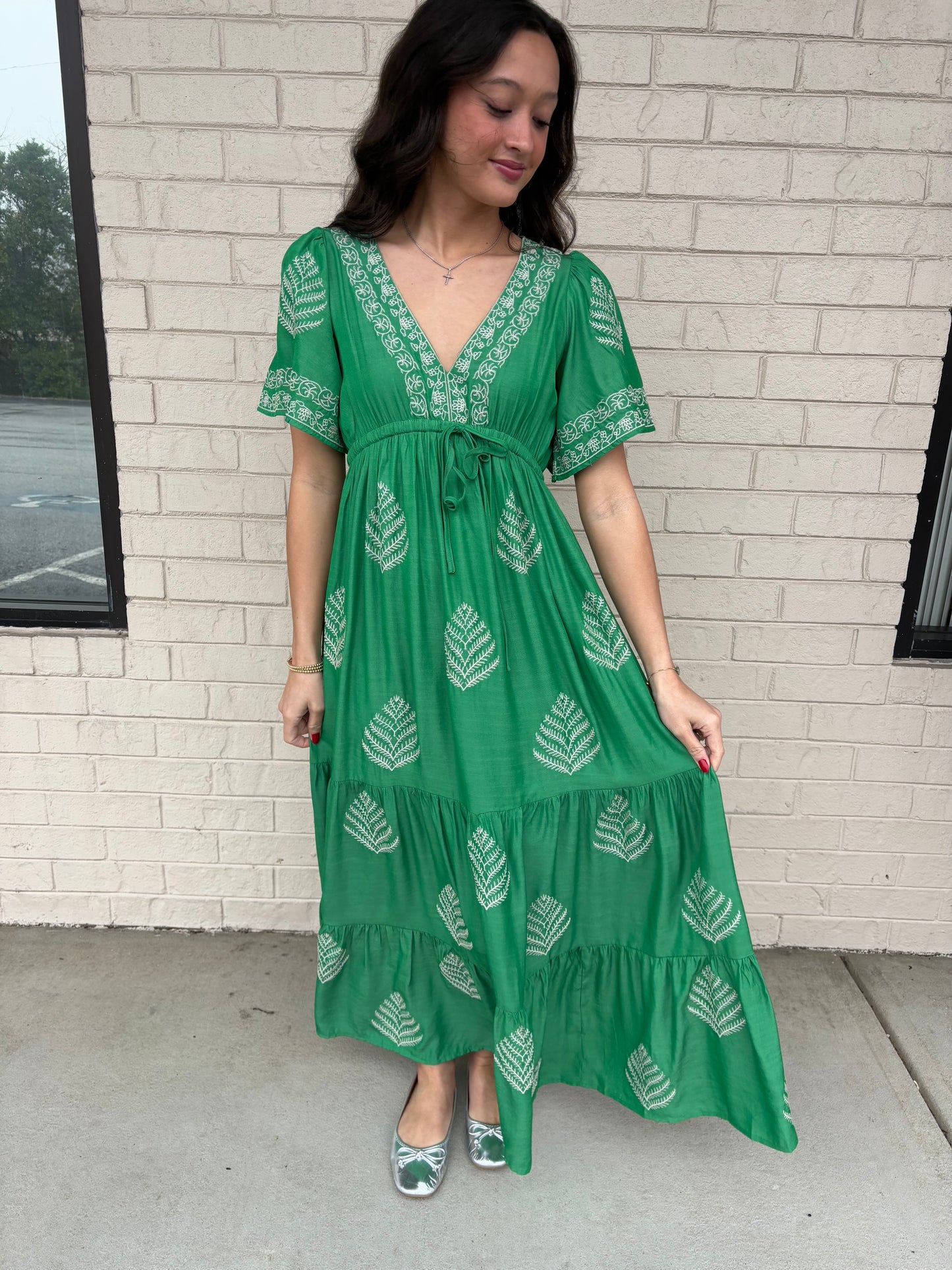 Jade Embroidered Maxi Dress