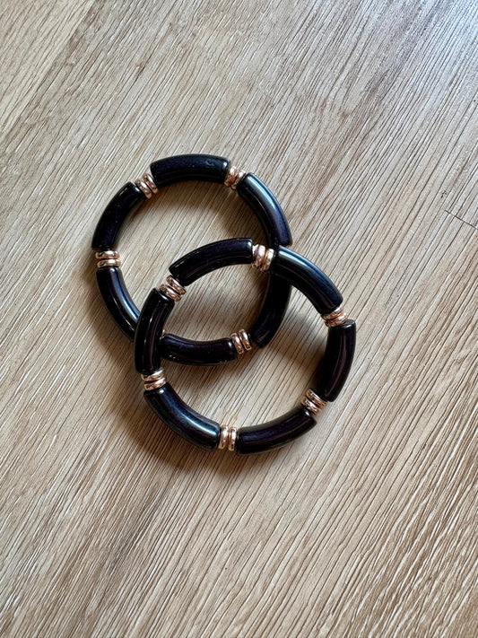 Black Bamboo Stretch Bracelet