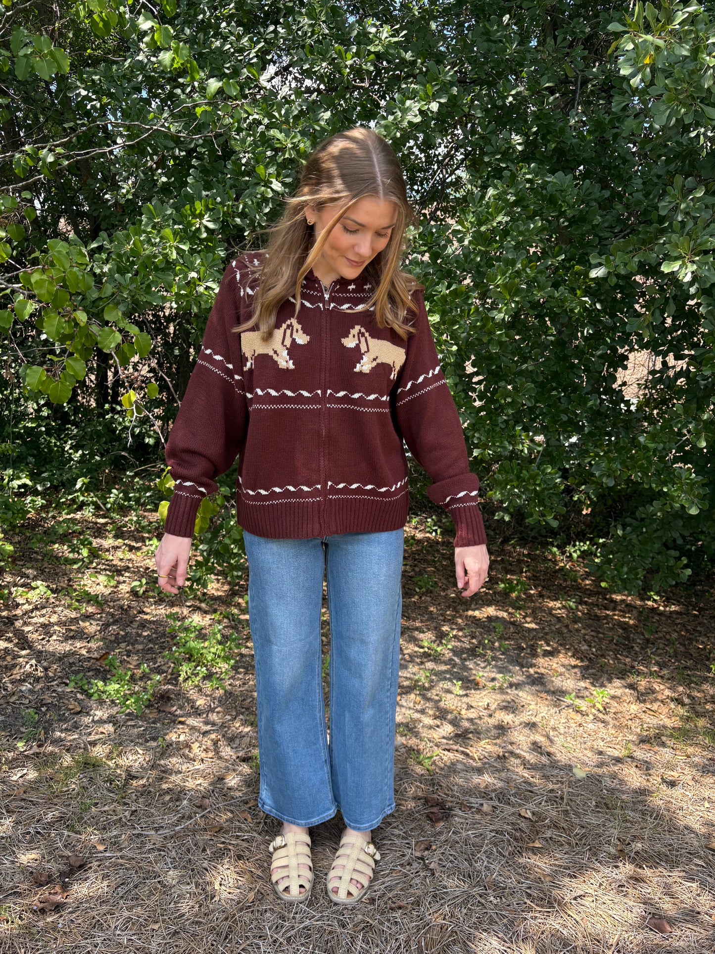 Dachshund Zip Up Cardigan