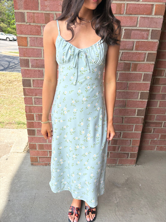 Mint Floral Midi Dress