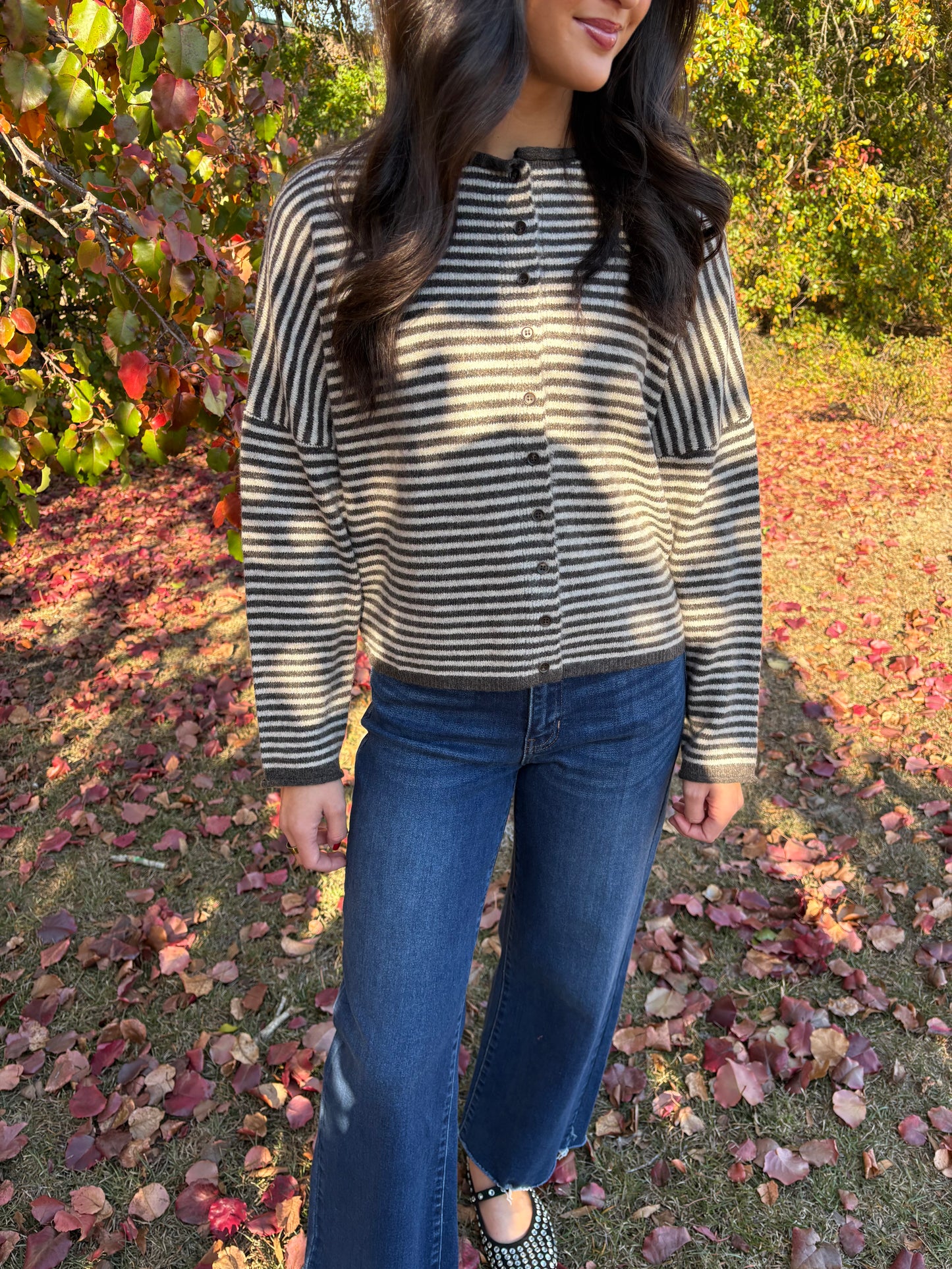 Brown Striped Cardigan