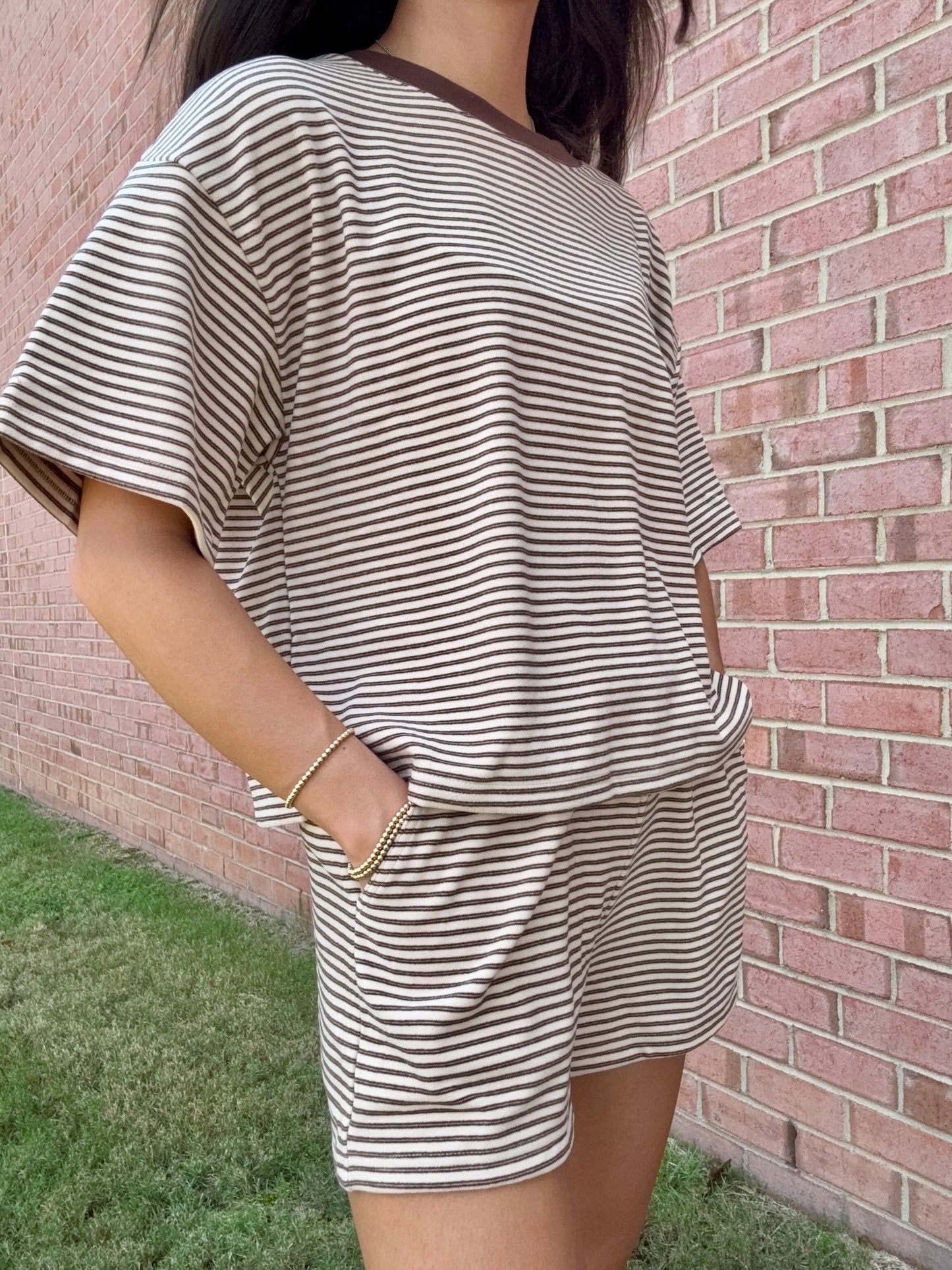 Buttery Soft Cream Striped Matching Set