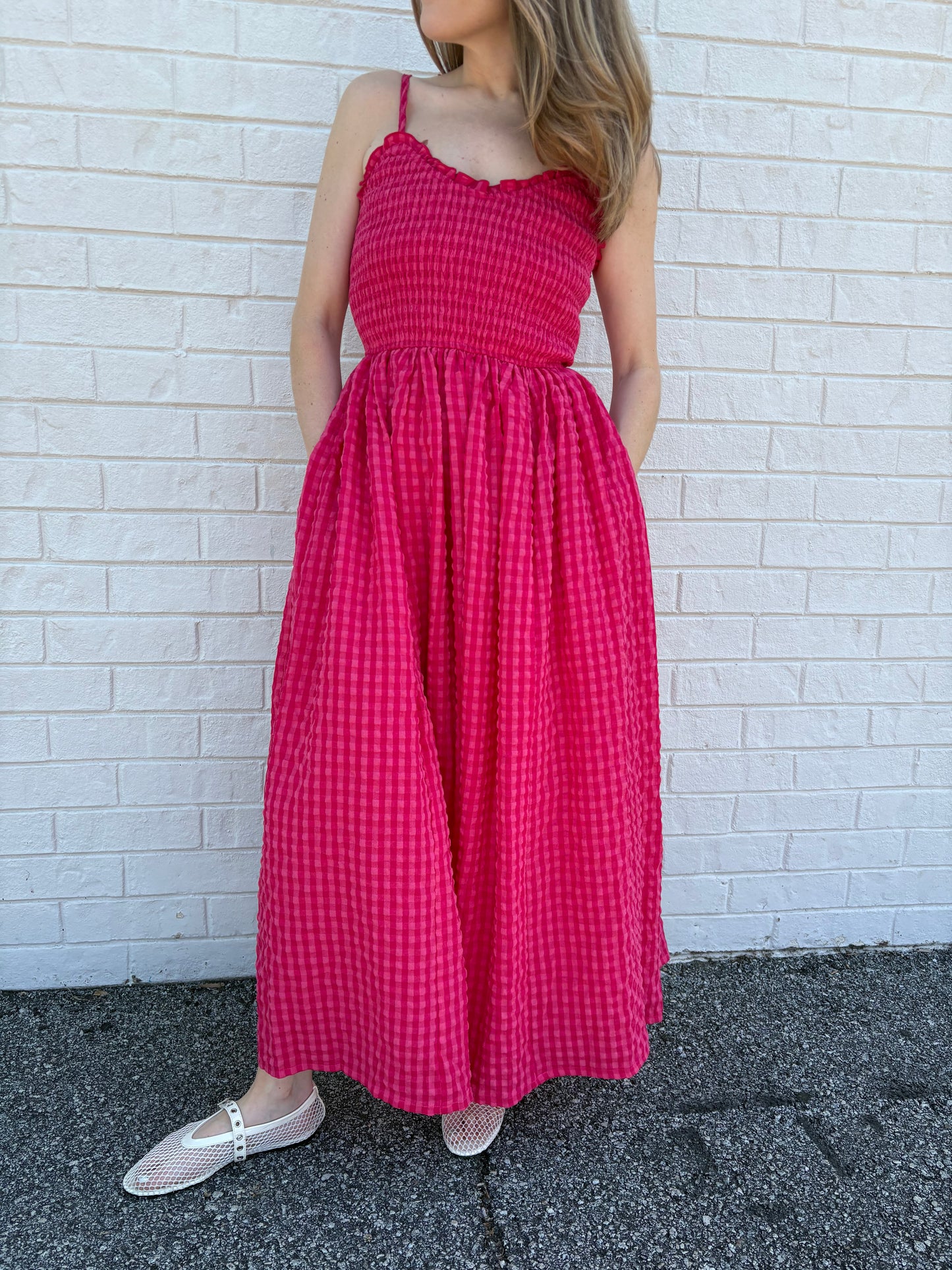 Cherry Gingham Maxi Dress