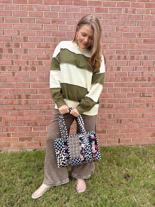 Contrast Striped Long Sleeve Top