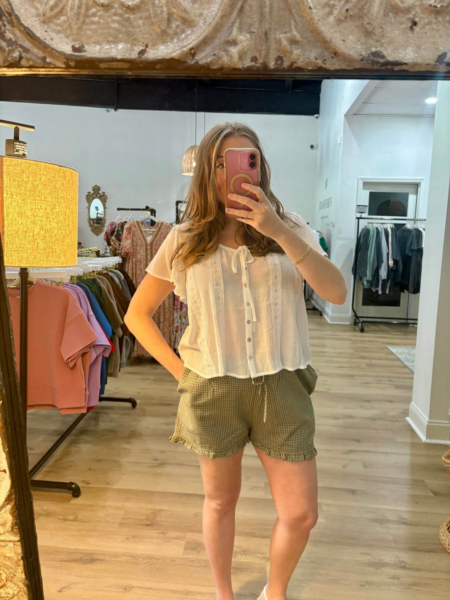 Plaid Ruffle Hem Shorts