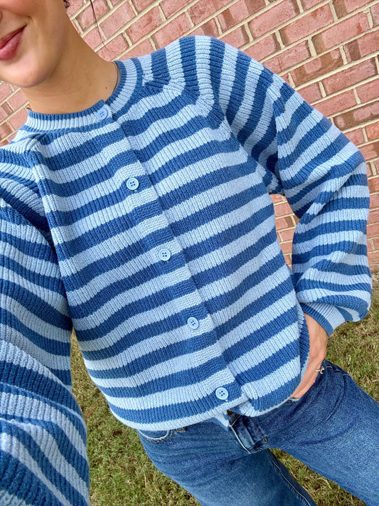 Shades of Blue Striped Cardigan