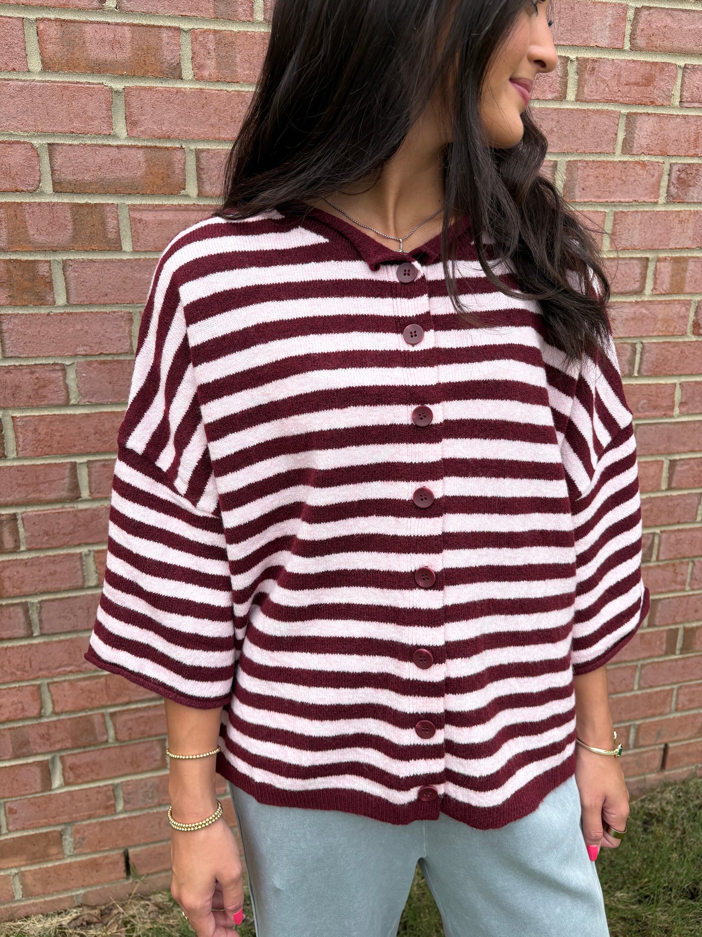 Bonnie Striped Short Sleeve Cardigans