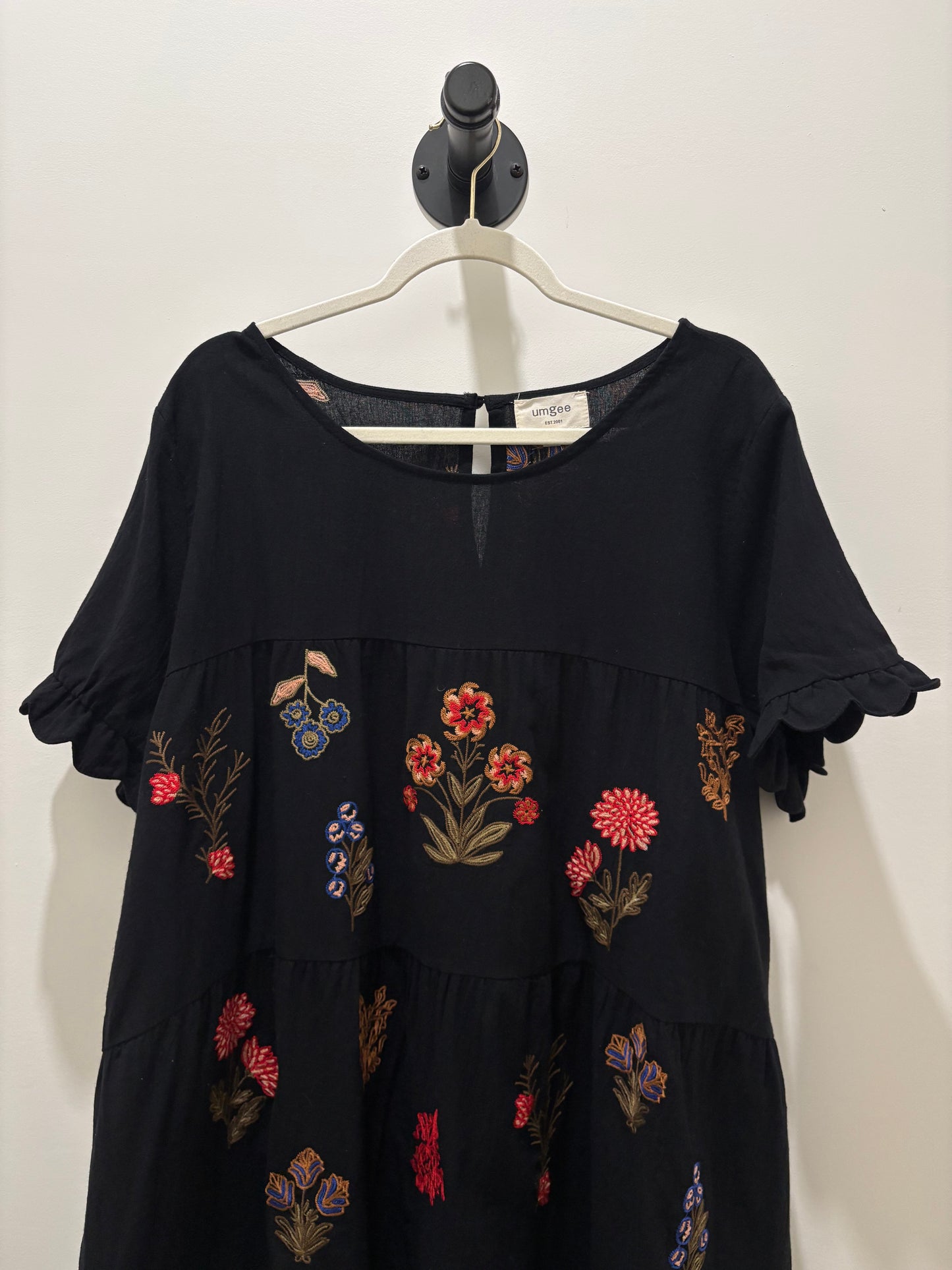 Macie Black Floral Embroidered Dress