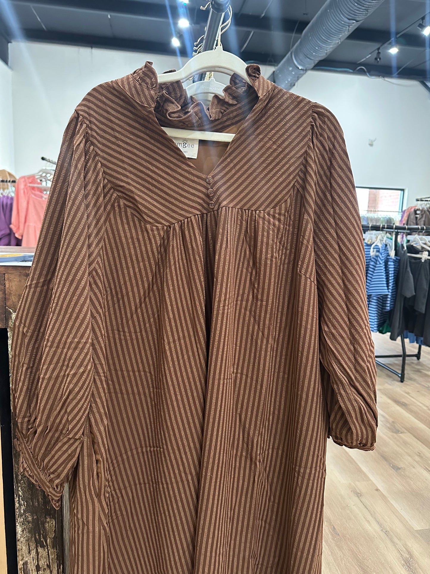 Cappuccino Striped Midi Dress