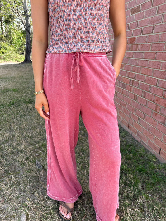 Raspberry Washed Pants