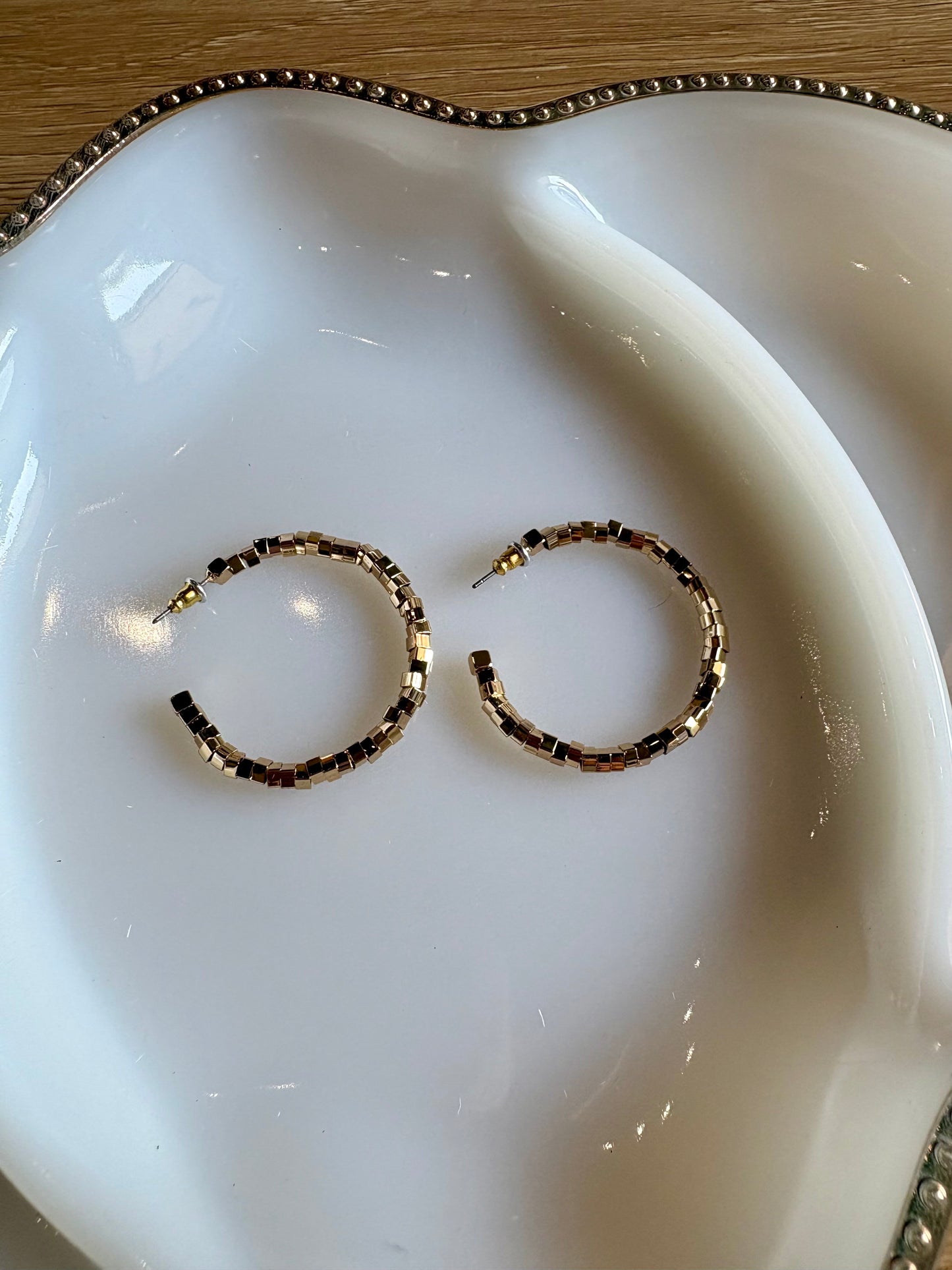 Gold Disc Hoop Earrings