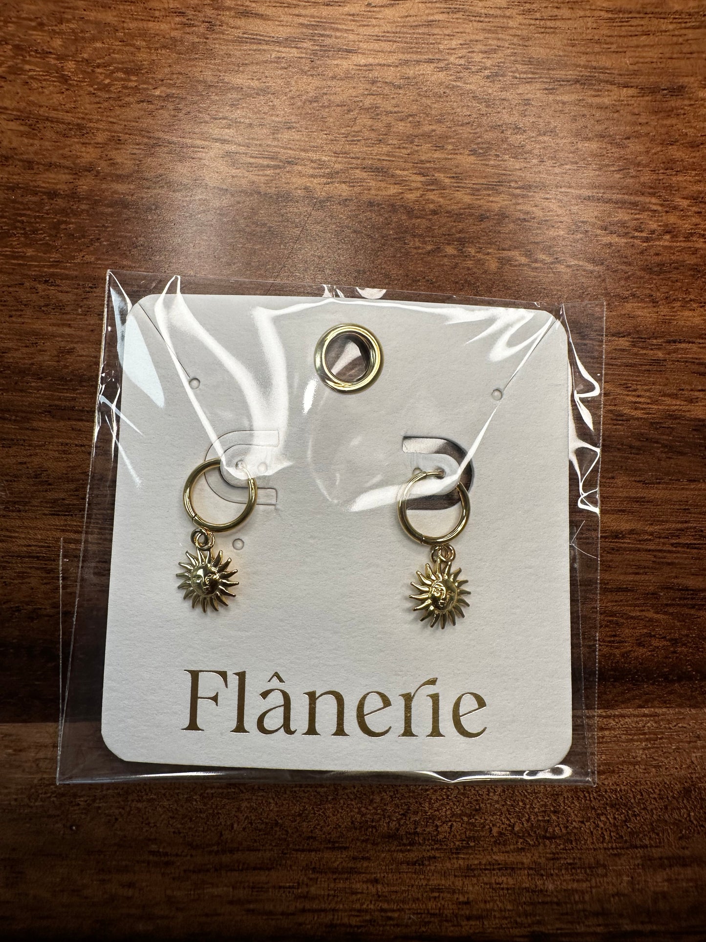 18K Gold Sun Hoop Earring