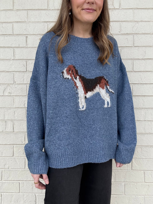 Blue Dog Print Sweater