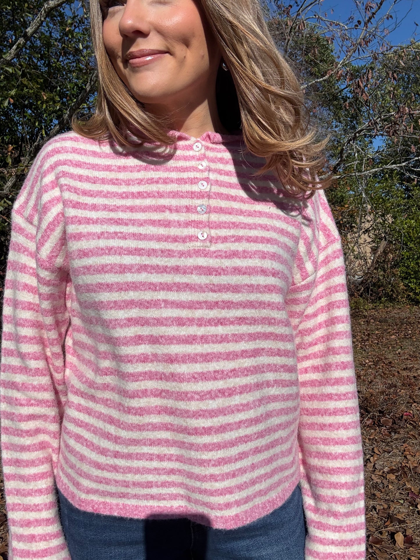 Bubblegum Henley Piper Cardigan