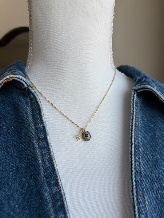 Labradorite with Moss Agate Star Necklace