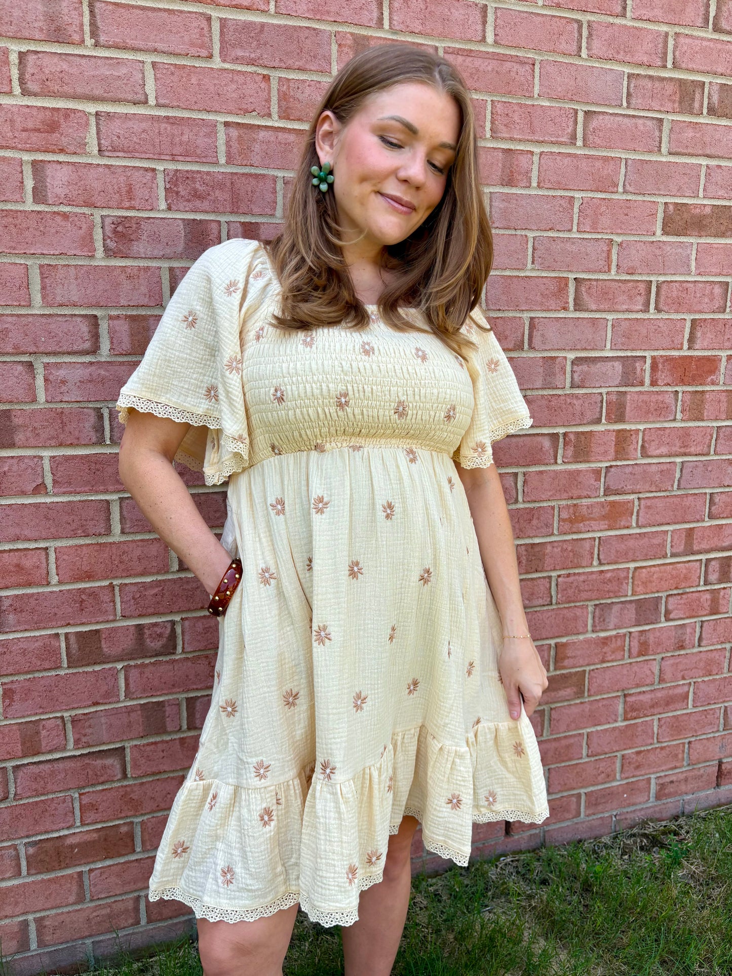 Bailey Cream Embroidered Mini Dress