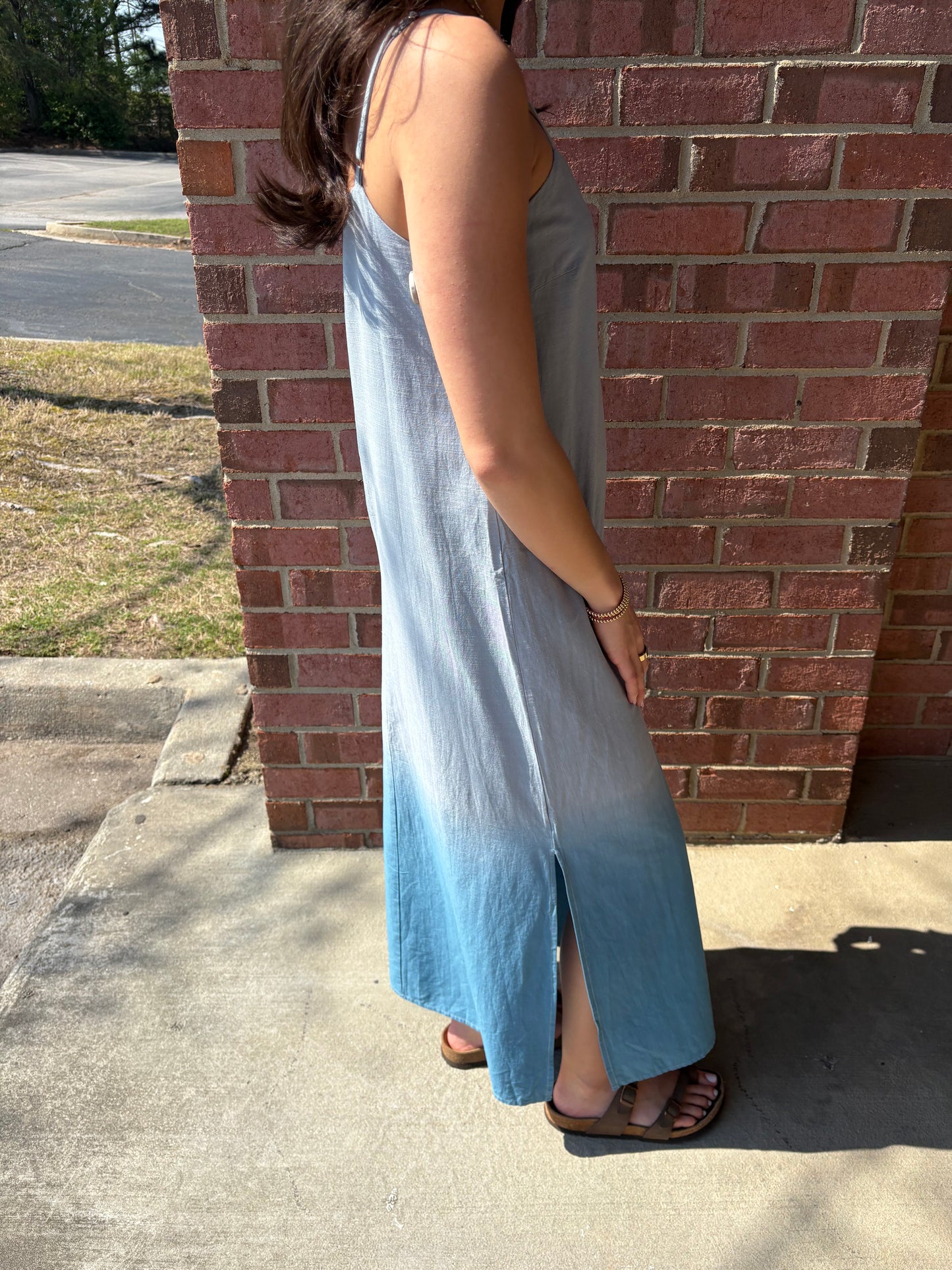 Blue Ombre Slip Midi Dress